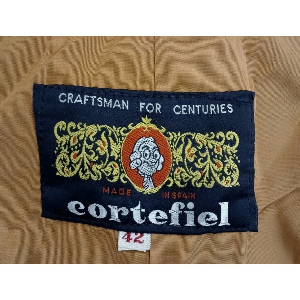 Vintage Cortefiel Mens Black Double Breasted Trench Coat Sz 42 Made in Spain  AC - Picture 2 of 13